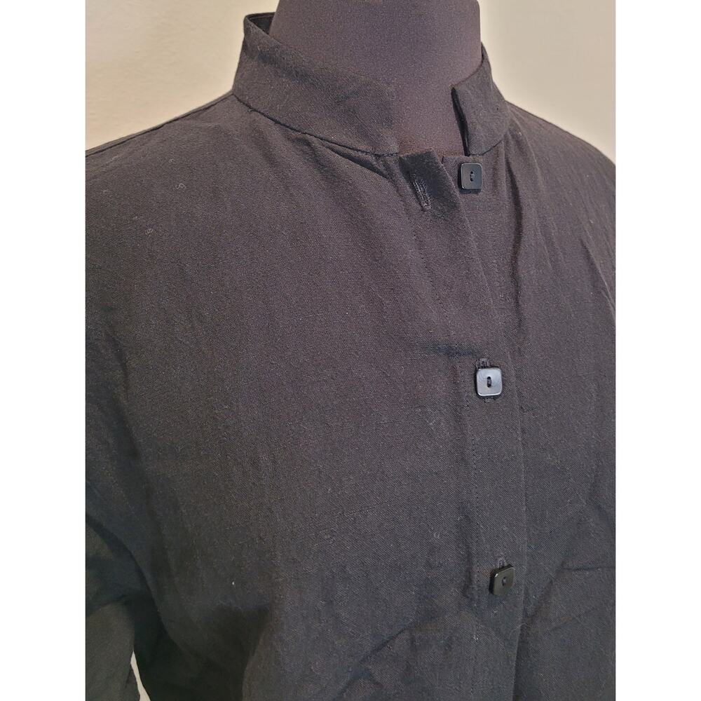VTG USA Eileen Fisher Ponte Shirt M Black Minimalist Luxe
